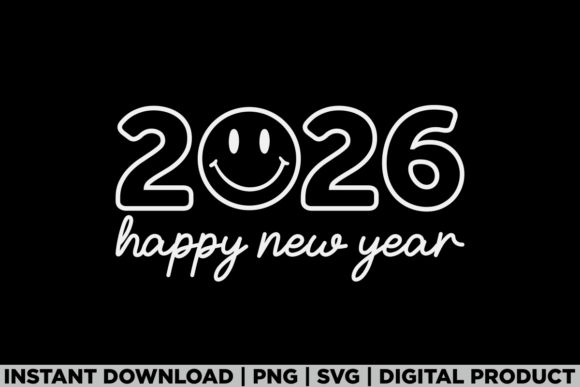 2026 Happy New Year Smiley Face Shirt Graphics
