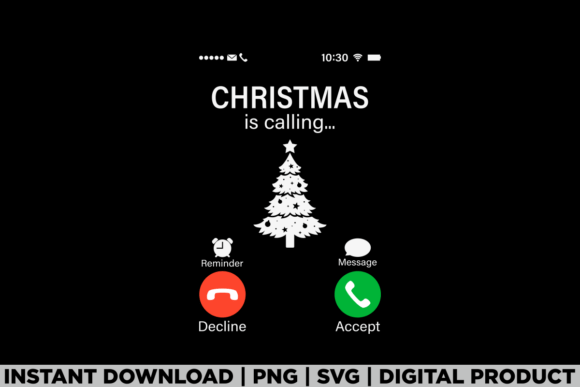 Christmas is Calling Xmas Phone Tree Graphics