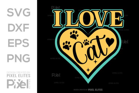 I Love Cat SVG T-shirt Design, Graphics