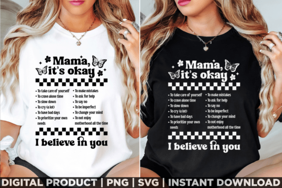 Mothers Day Mama It's Okay Butterfly Graphics for T-Shirt Designs