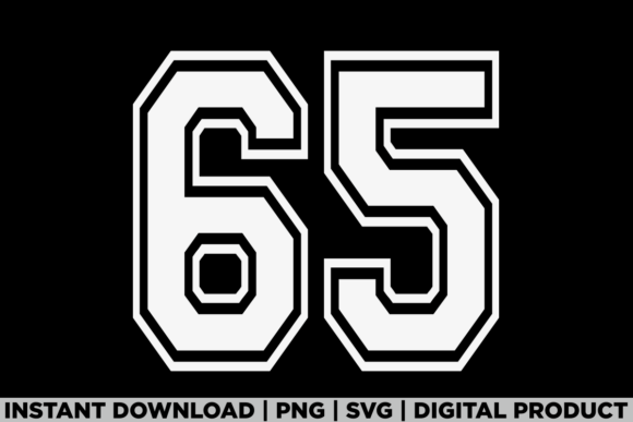 Number 65 Birthday Varsity Sports Team Graphics