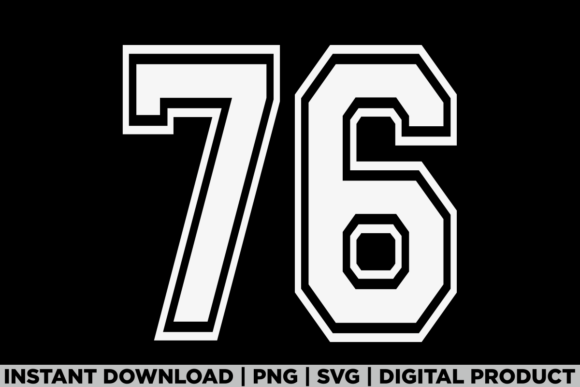 Number 76 Birthday Varsity Sports Team Graphics