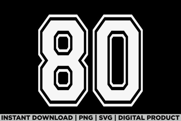 Number 80 Birthday Varsity Sports Team Graphics