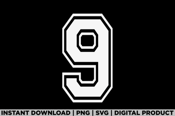 Number 9 Birthday Varsity Sports Team Graphics