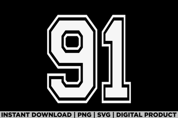 Number 91 Birthday Varsity Sports Team Graphics