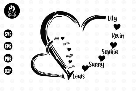 Personalized Heart Family Name SVG for T-Shirt Designs