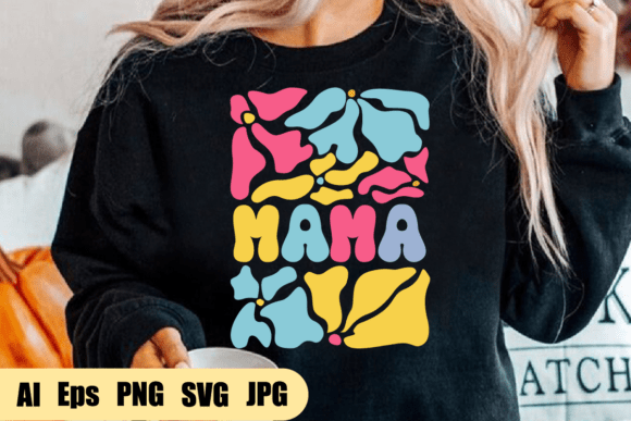 Retro Colorful Boho Mama SVG, PNG Graphics